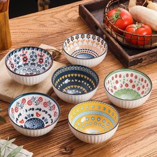 보헤미안 도자기 그릇 가정용 예쁜 밥공기 반상 기세트300ml, 1개, 식기세트 6p, 믹스컬러