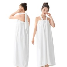 핑크버블 코랄플리스 목욕 가운, 1개, 화이트