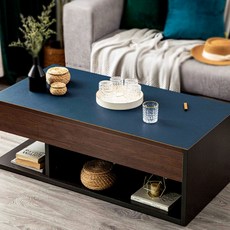 [제이지하우스] 완전방수 가죽 식탁보 테이블보, 네이비&옐로우, 60x120cm, 1개