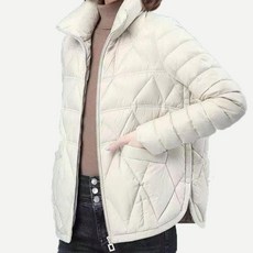 COSYEVNO 여성용 베이직 널찍하다 퀼팅 긴팔캐주얼점퍼