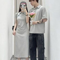 해피유통 커플룩 남녀 반팔 원피스 캐주얼 코튼 봄 여름 청바지 LWJ
