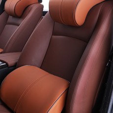 바른자세 차량용 목쿠션+등받이쿠션 통풍 메모리폼 사무실 여행용 목베게 허리쿠션 세트, 카키, 2개