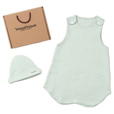도담도담오가닉 순면 유아용 신생아 수면조끼 아기모자 민트 그린 출산선물(민트 0-12개월), 1개