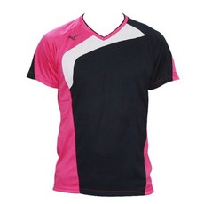 미즈노 72MA8Z0196 블랙/핑크 남성용 라운드티셔츠 배드민턴 배구 탁구 단체티