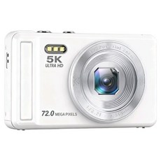 MOKIN 빈티지 디지털 카메라 DC068 4K DH 6400W 픽셀 + 64GB sd카드, 화이트