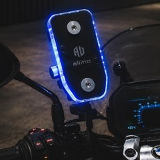 알리노 오토바이 자석 충전거치대 LED USB연결 5V 패드 딱판, 블랙, 단품+핸들형마운트