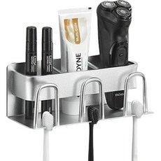 솔브리빙 고급 금속 욕실 부착형 칫솔꽂이 걸이 거치대 3칸, 실버, 1개