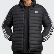 아디다스 경량패딩 남성 삼선 패딩 점퍼 블랙 오리지널로고 논후드 남여공용 패딩자켓