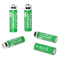PUJIMAX 가전 가구용 AA 1.5V 건전지 4255mWh TYPE-C 직접 충전 리튬배터리, 1개, 4개입
