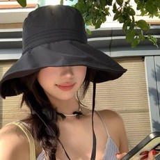 느와드코코 챙넓은 바스락 투웨이 자외선차단 리본 버킷햇 모자