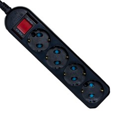 과부하차단 고용량 멀티탭 4000w 16A 냉장고 에어컨용 콘센트 블랙 4구, 1개, 검정, 1.5m