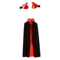 WM 할로윈 드라큘라 코스튬 망토 + 악마뿔 헤어핀 세트