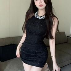 데이하울 진주 트위드 미니원피스