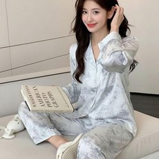 [Relra 렐라] 유럽 뜨왈디자인 실키실키 파자마 SET