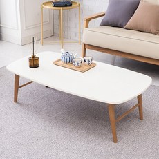 [우드공간] 원목 접이식 거실테이블 소파테이블, 리빙테이블1100(올화이트상판)