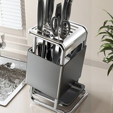 파미르 스텐인레스 대용량 물빠짐 칼꽂이, 그레이, 1개