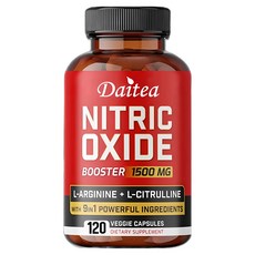 초강력 산화질소 L-아르기닌 보충제 1500 Mg - 프리미엄 근육 강화 근력 및 에너지 훈련을 위한 산화질소 부스터, 60캡슐, 1개, 60정