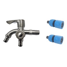 SM) 양갈래 2구형 수도꼭지 스테인리스304 물호스 체결용 두갈래, 1개