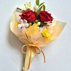 성묘 납골당 봉안당 추모원 꾸미기 핸드메이드 실크플라워 리스9종 미니꽃다발10종 미니화병3종, 1개, 꽃다발 장미 레드