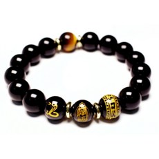 행운팔찌 12지 띠별 흑요석 소원성취 염주 불교 합장주 남여팔찌
