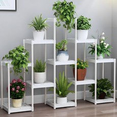 리리론스 발코니 베란다 화분정리대 거실 인테리어 화분 진열대, 화이트, 10단