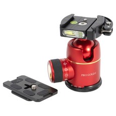 포토클램 PRO GOLD 1 EASY QR 볼헤드 30kg 지지 360도 회전 파노라마 수평계 미세 컨트롤 노브 삼각대 헤드, 1개, 레드