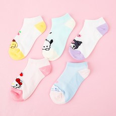 국산 정품 산리오 여름 발목양말 5켤레 세트 아동 키즈 여아 어린이 유아 초등 깜찍한 포차코 시나모롤 캐릭터 예쁜 귀여운 스니커즈 양말 조카 어린이 단체 선물 어린이날선물