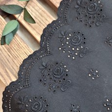레이스천 리본블라썸 면 레이스 185mm 펀칭 자수 원단 레이스천 의류리폼 소품DIY, 블 랙