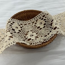 원단스토리 뜨개 자수 레이스 의류 부자재 소품 공예 소매 밑단 포인트, 연베이지, 1개