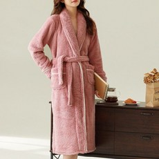 베네보 극세사 후리스 로브 샤워 가운, 핑크, M, 1개