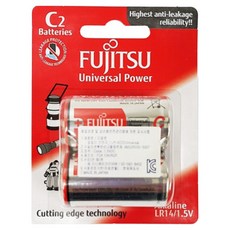 후지쯔 유니버셜 파워 알카라인 C형 AA건전지, 2개입, 1개