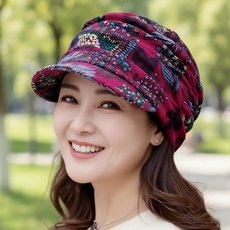 원픽 중년여성 플라워 트위드 캡 C60