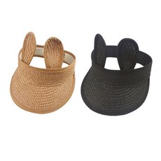 1+1 아동 토끼 라탄 썬캡 세트 돌돌이 휴대용 밀짚 모자 유아 아동용 여름 캡모자 어린이 키즈 와이드캡 자외선 uv 차단 여아 남아 선캡