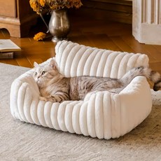 고양이 소파 스크래쳐 보호 커버 방석 펫 구름 소파 탈부착 세탁 천 라지 캣독 공용 애완동물, 1개, 흰색