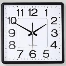 홈컴퍼니 무소음 건전지 오리지널 엔틱 심플 사각벽시계 33CM, 브라운