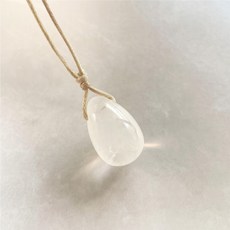 천연 백수정 에그 힐링 크리스탈 목걸이, 1개, 화이트