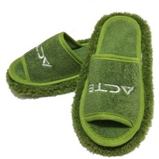 (주)에이스샵 남여공용 프리사이즈( 260 ~ 280mm) 청소슬리퍼 1세트 극세사 거실화 실내화, 그린, 1개