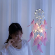 라이트캐처 드림캐처 LED 감성조명 무드등 펜던트 세트 캠핑 차박 선물용, 퍼플