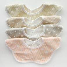 아기 면 방수 턱받이 유아 침받이 4종 세트 스카프