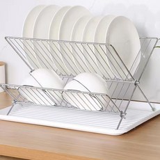 홈프로 콤팩트 접이식 식기건조대 설거지건조대, 1개, 화이트, 2단