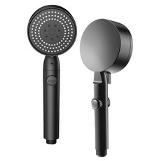 꿀템창고 5단 파워부스터 온오프 고수압 상승조절 샤워기 헤드 교체용 욕실 화장실 사용, 블랙, 2개