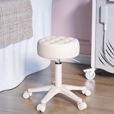 공간녹백 미용 의자 원형 스툴 작업 보조 스톨 등받이없는, 베이지, 1개