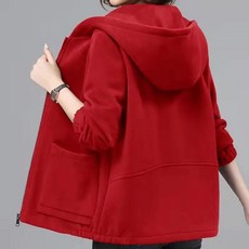 ORZQU 여성 가을 겨울 기모 기모 긴팔 루즈핏 캐주얼 후드 카디건 숏 코트