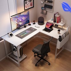 월로덴 L형 컴퓨터 책상 게이밍 책상 코너형 책상, 탄소섬유화이트