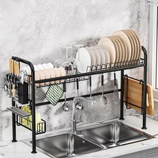 앙그비 식기건조대 공간활용 주방 싱크대 튼튼한 정리대, 1개, 블랙, 1단