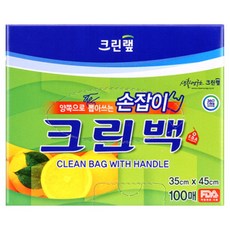 크린랩 양쪽으로 뽑아쓰는 손잡이 크린백 비닐백 비닐봉투 35cm x45cm 100매, 대(L), 100개입, 1개