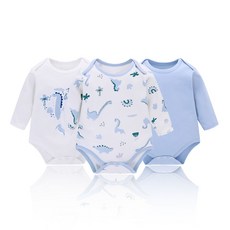 미라클 베이비 신생아 베이직 스냅 긴팔 바디슈트 3종 세트