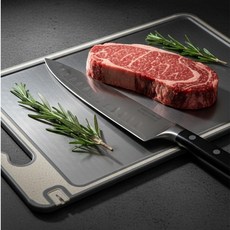 하우즈온 프리미엄 다용도 스텐 양면 도마, 1개, 실버