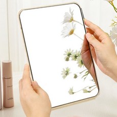 휴대용 탁상 접이식 거울 메이크업 거울 접이식 미니 여행용, 11cmx16cm, 화이트