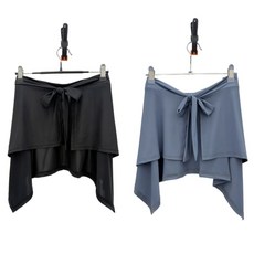 요가 운동 레깅스 힙커버 랩 스커트1+1, 블랙+블루